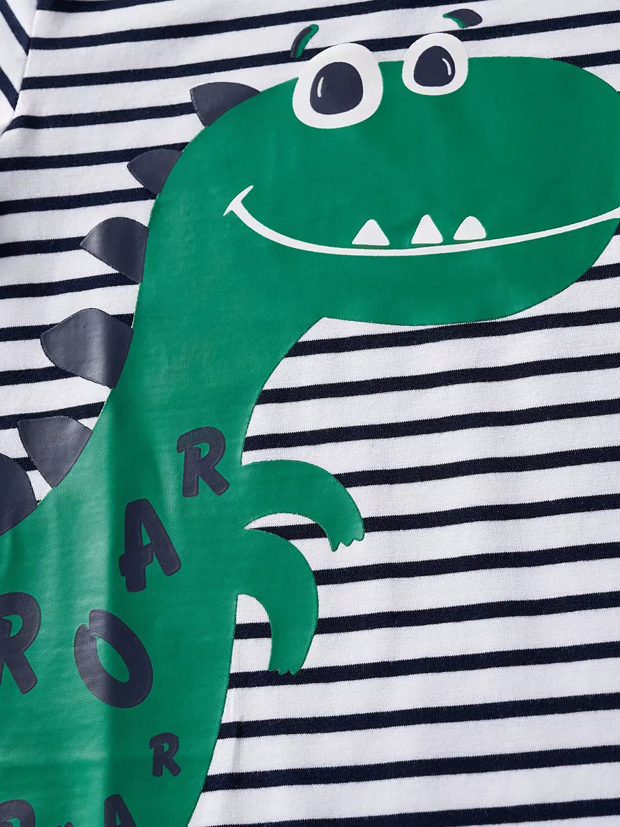 Children's Dinosaur Graphic Round Neck T-Shirt