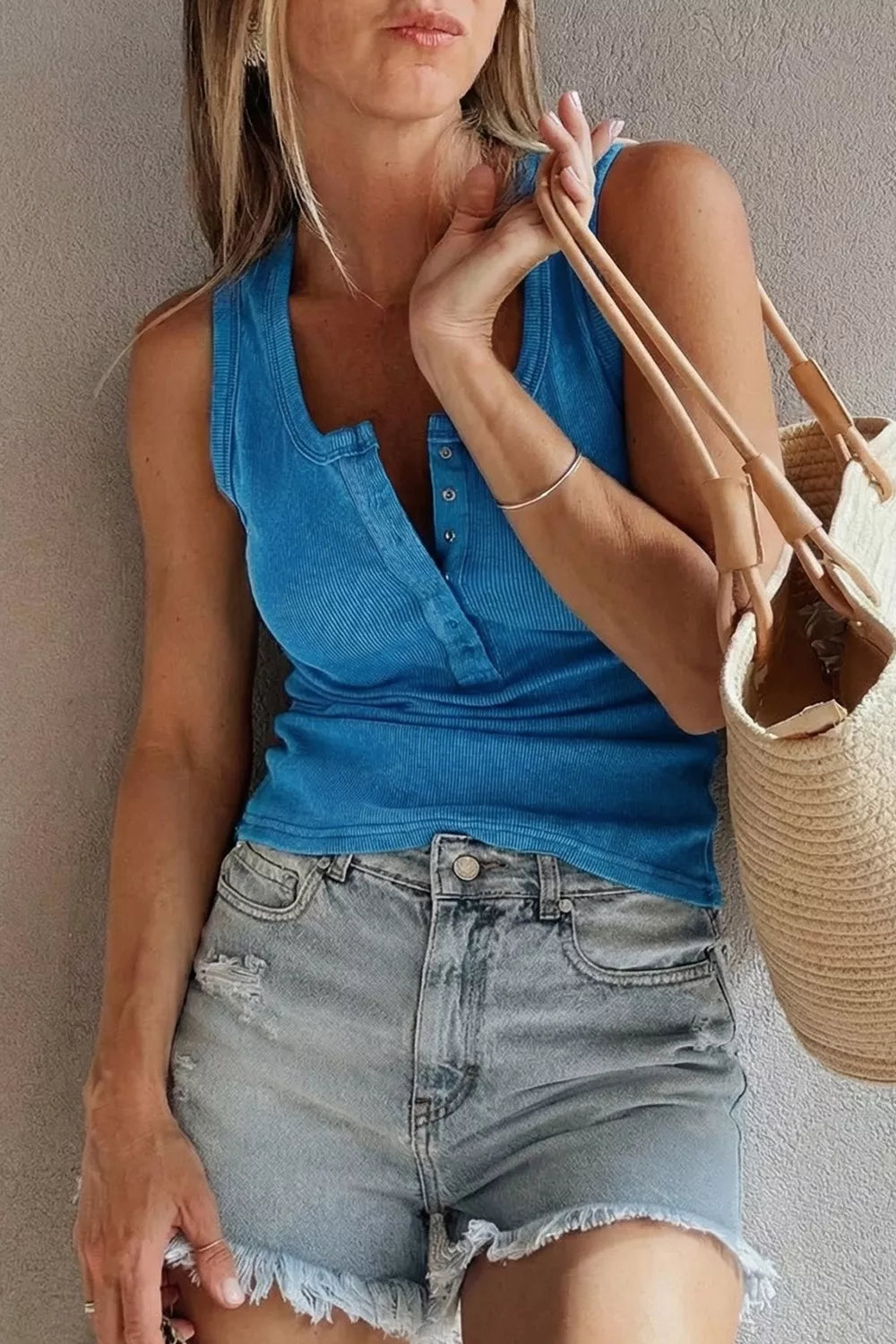Ribbed Knit Wide Strap Tank