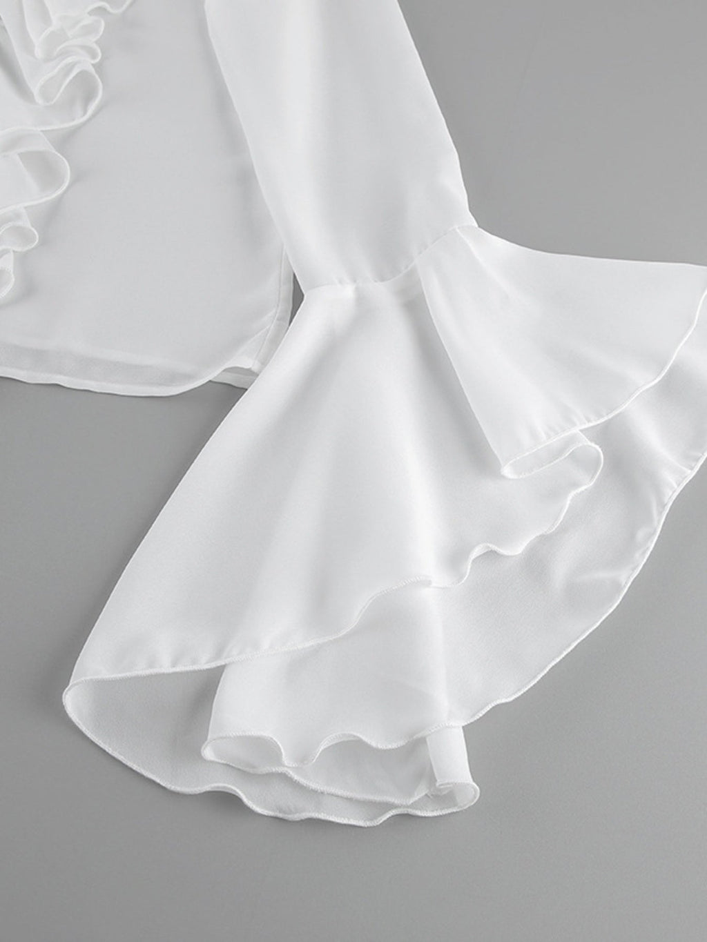 Ruffle Trim Flounce Sleeve Blouse