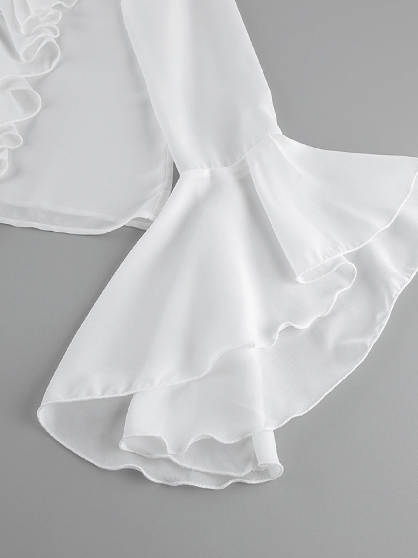 Ruffle Trim Flounce Sleeve Blouse