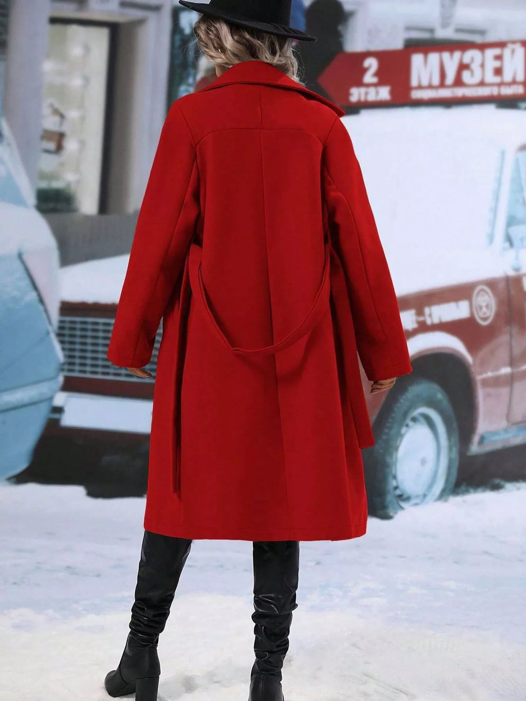 Double-Breasted Lapel Collar Overcoat