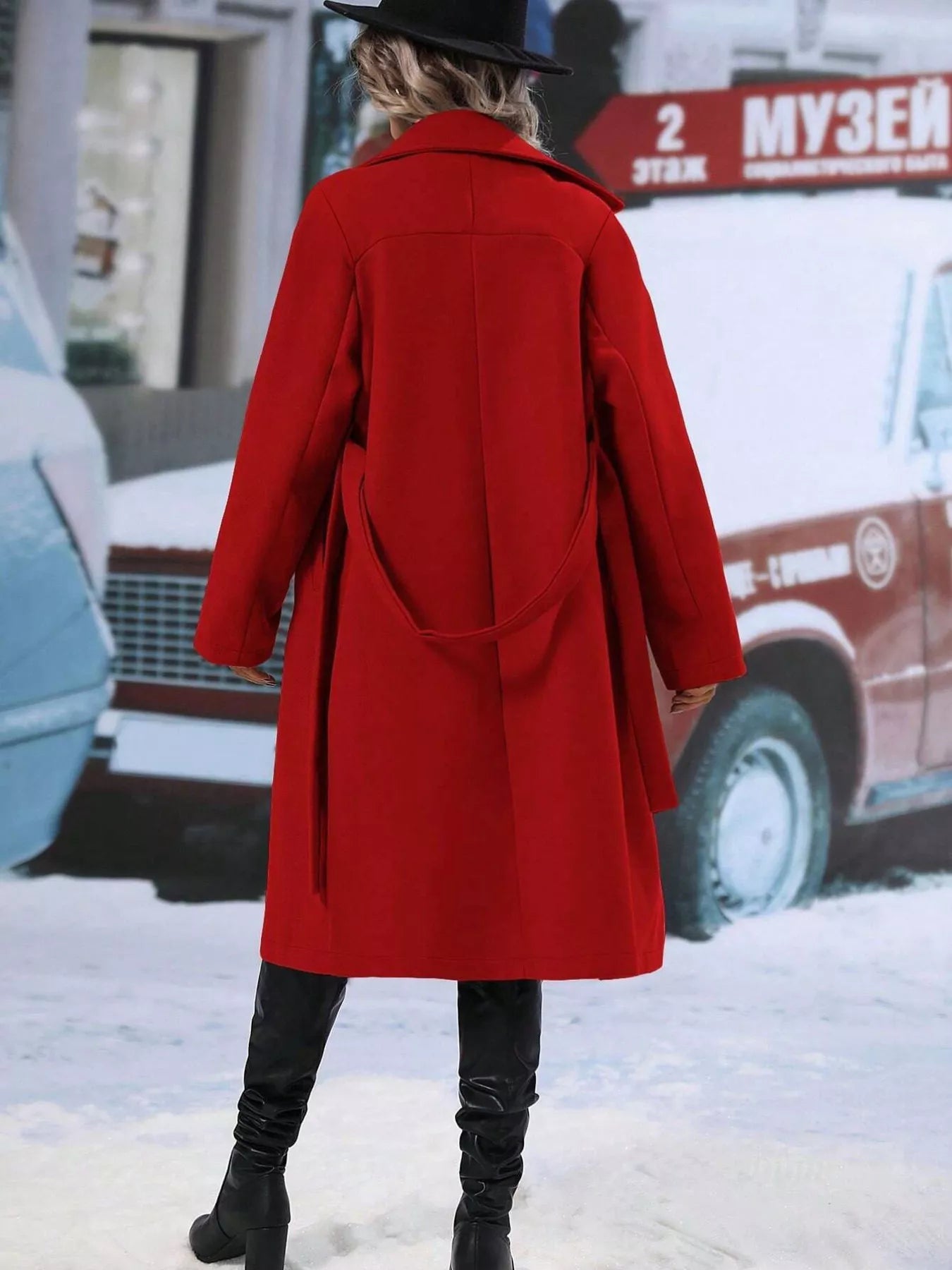 Double-Breasted Lapel Collar Overcoat