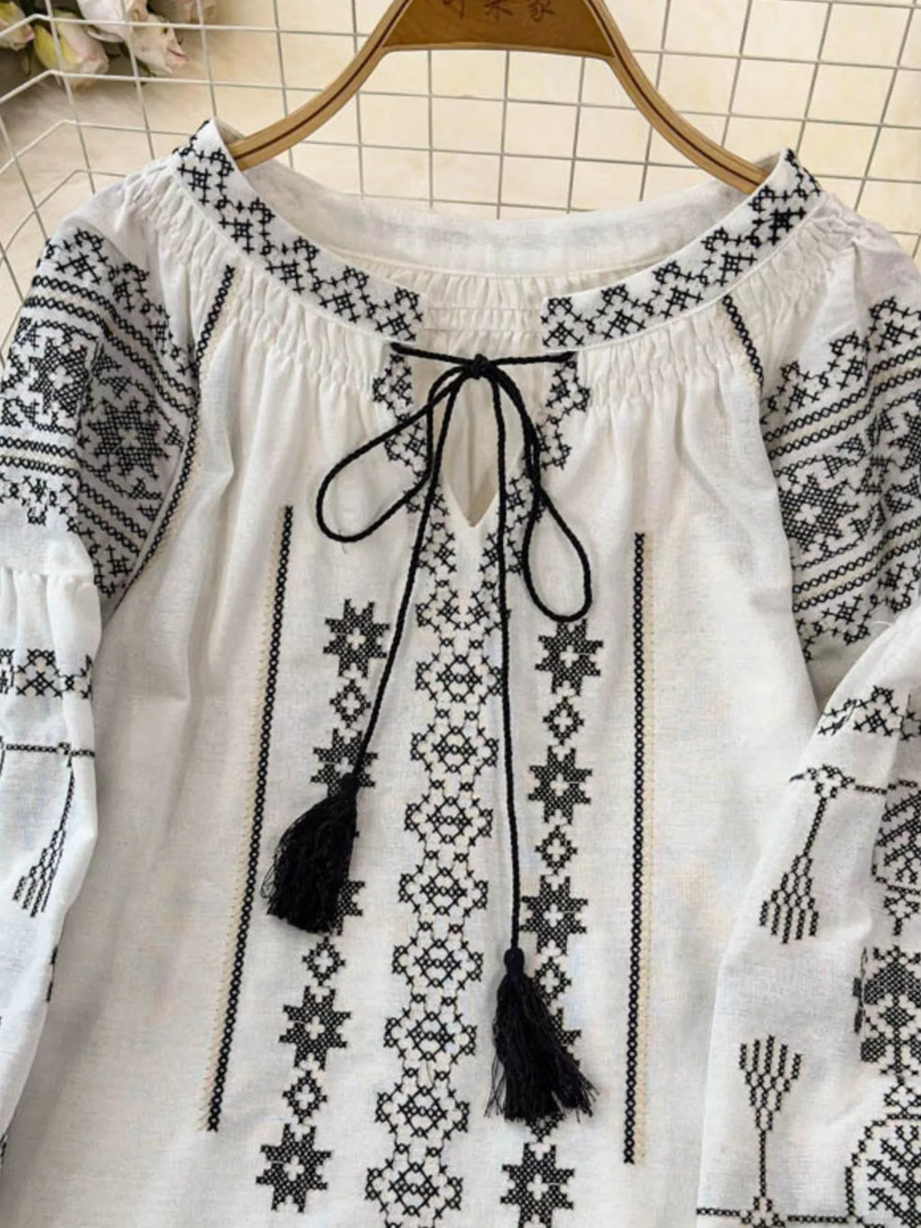 Tie Neck Long Sleeve Blouse