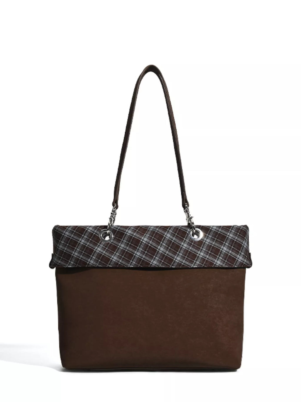Plaid Trim Shoulder Bag