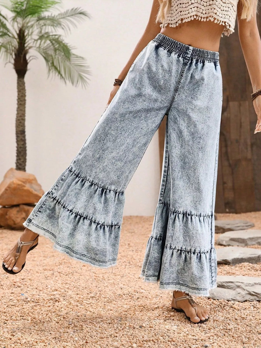 Raw Hem Flare Jeans