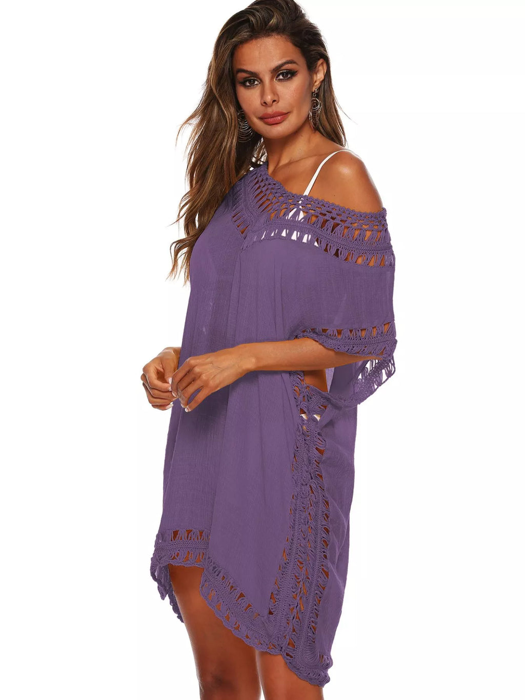 Crochet Trim V-Neck Cover-Up Dress
