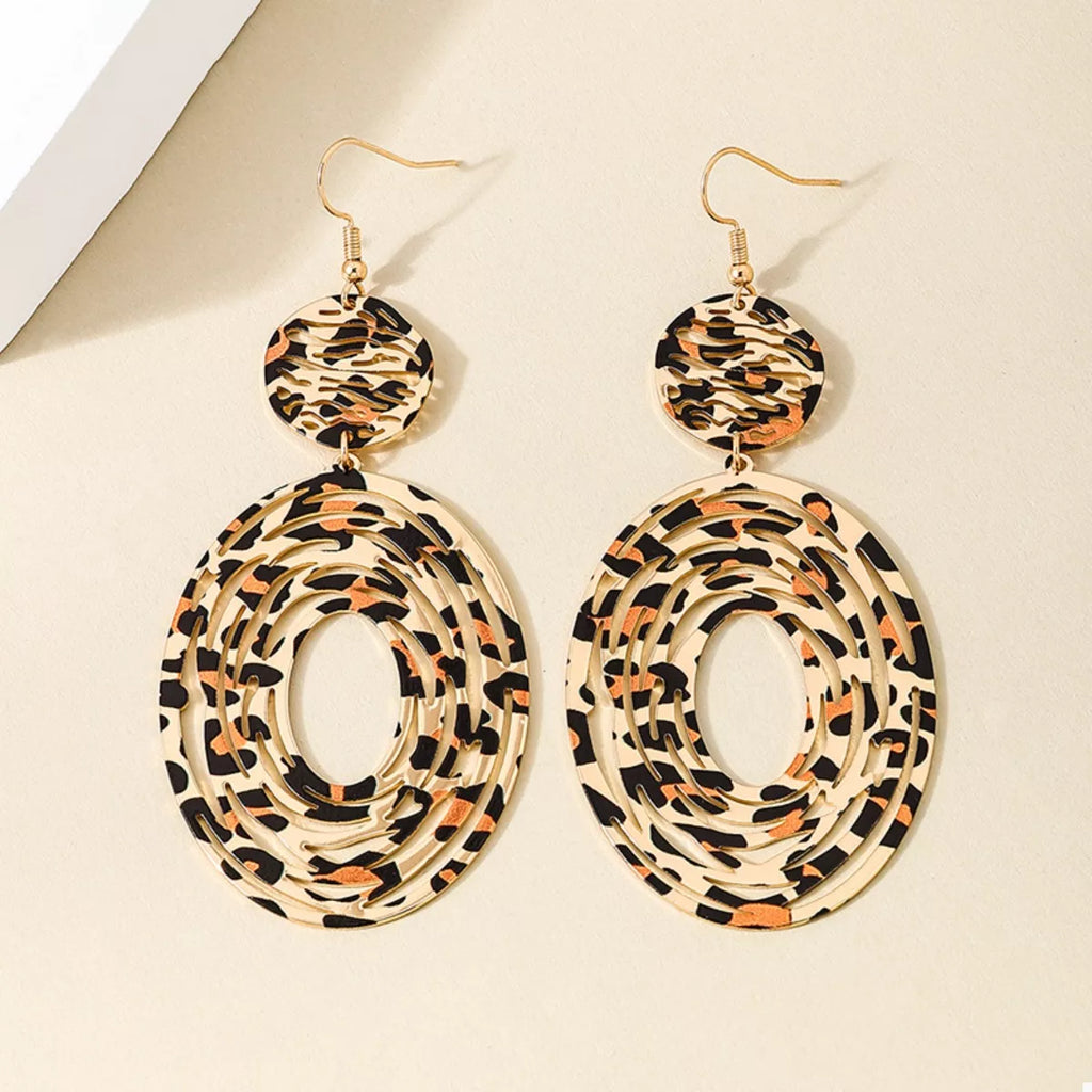 Leopard Print Dangle Earrings