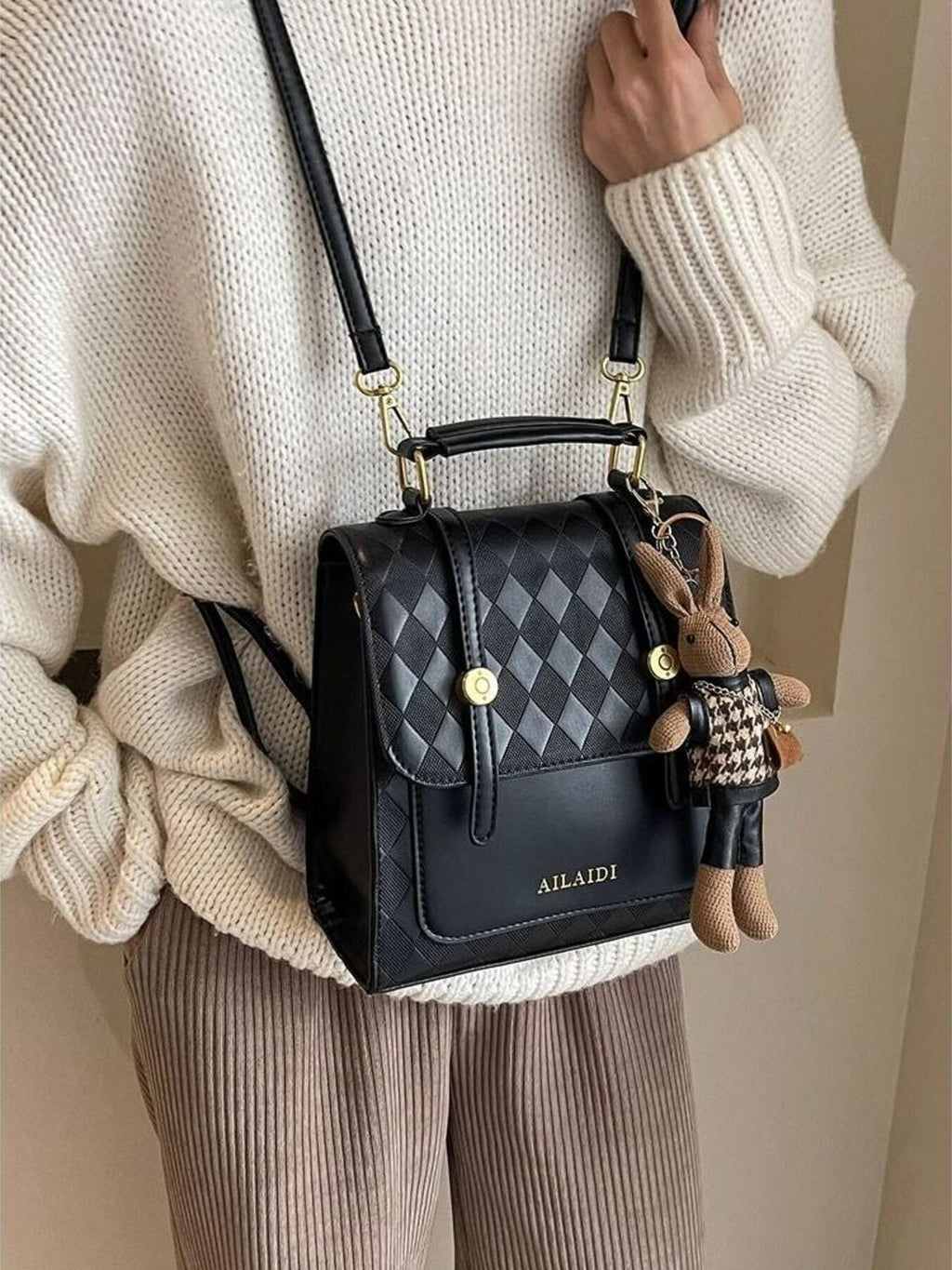 Quilted Flap Backpack Bag