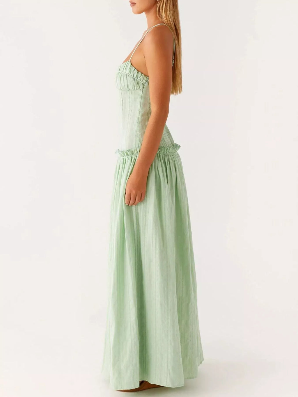 Ruched Spaghetti Strap Maxi Dress