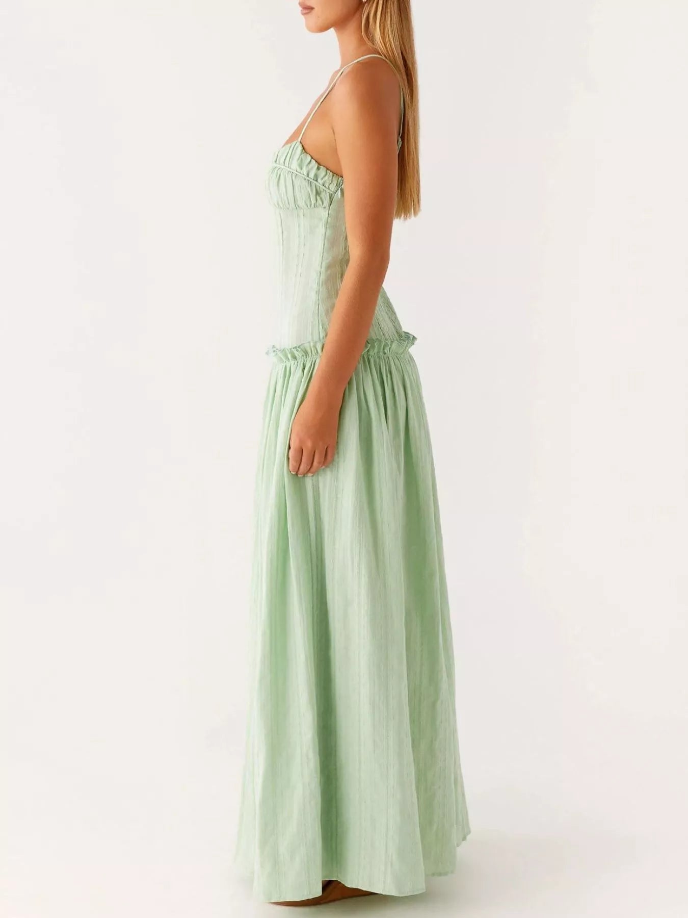 Ruched Spaghetti Strap Maxi Dress