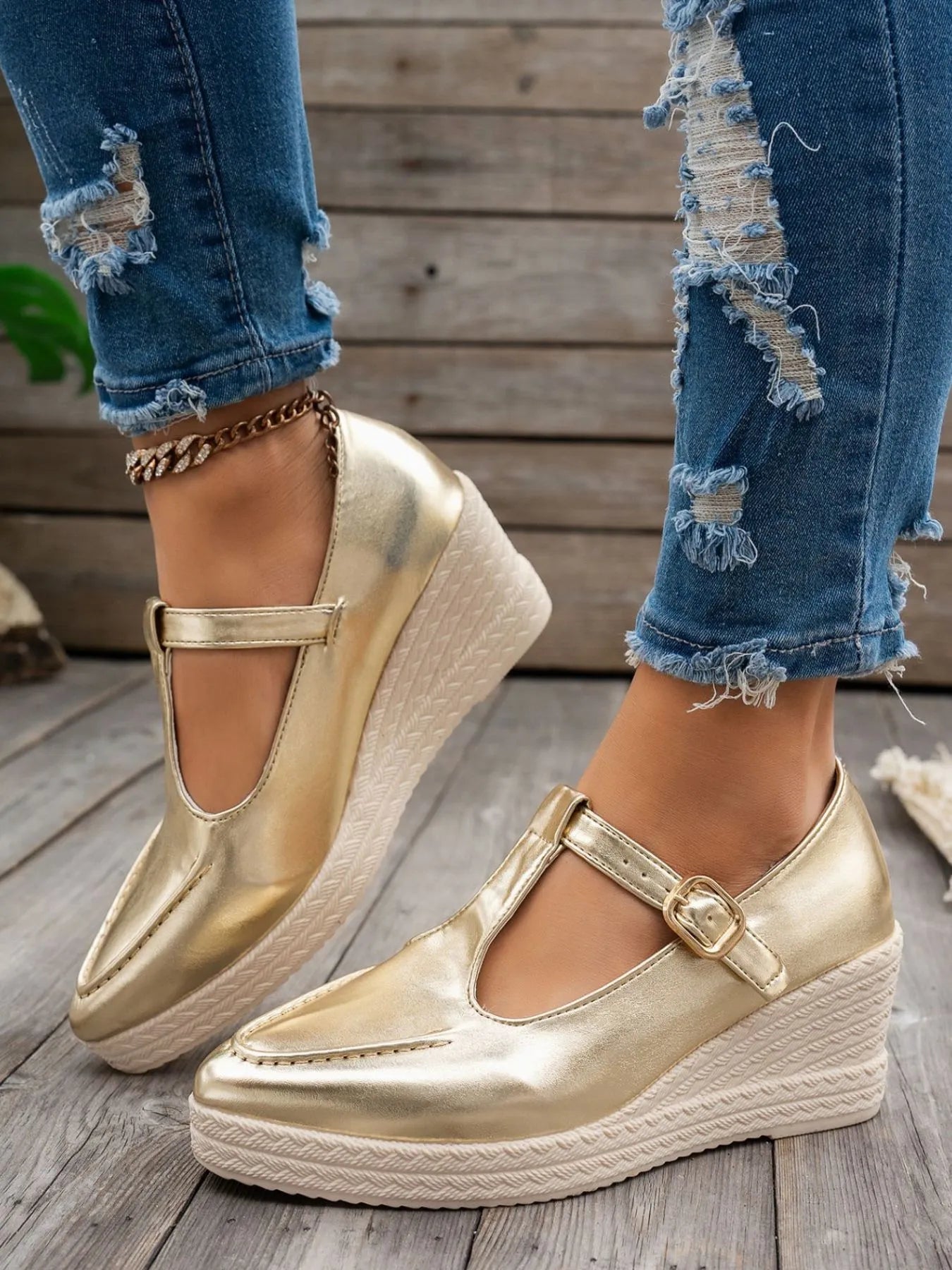 Point Toe Wedge Loafers