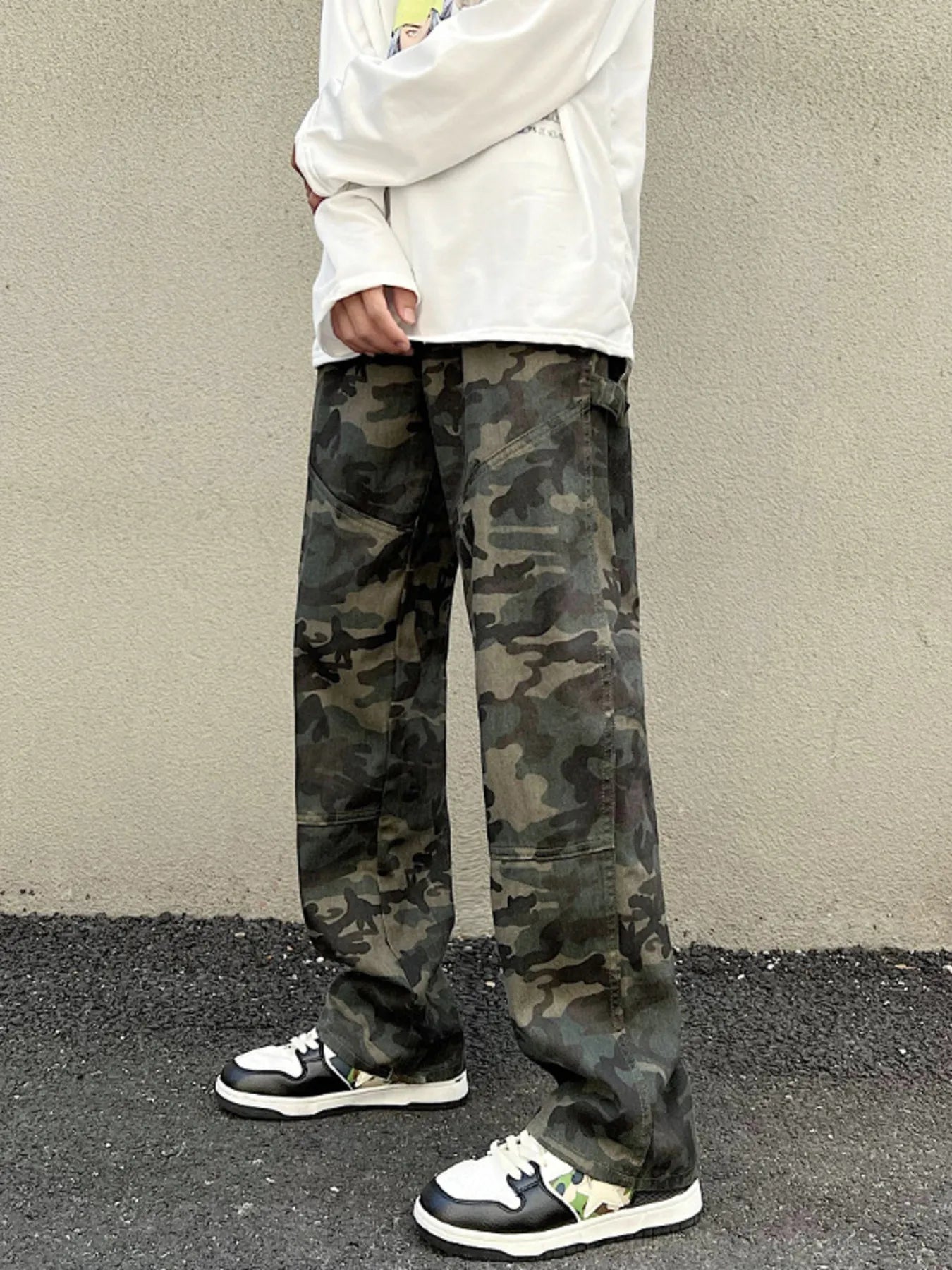 Men's Full Size Camouflage Loose Fit Jeans Plus Wize