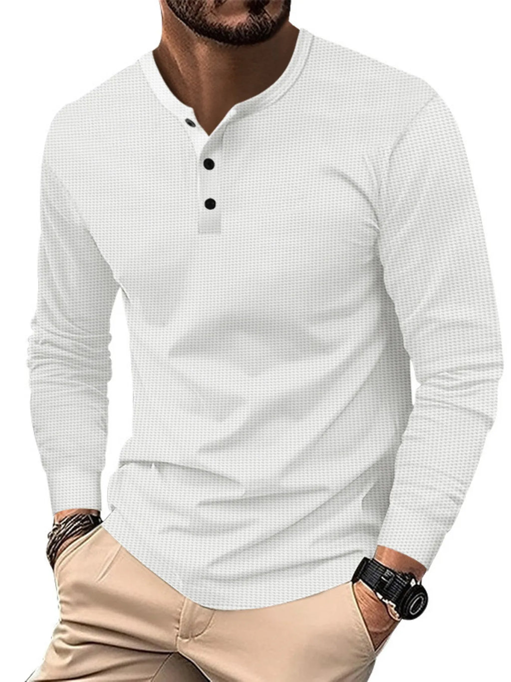 Men's Full Size Button Detail Long Sleeve T-Shirt Plus Size