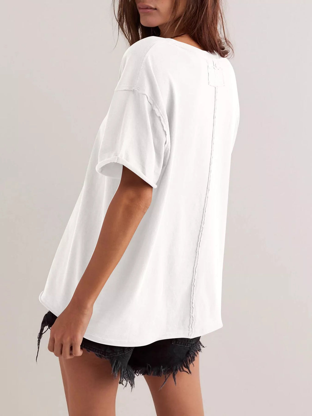 Casual Loose Fit Solid Color T-Shirt