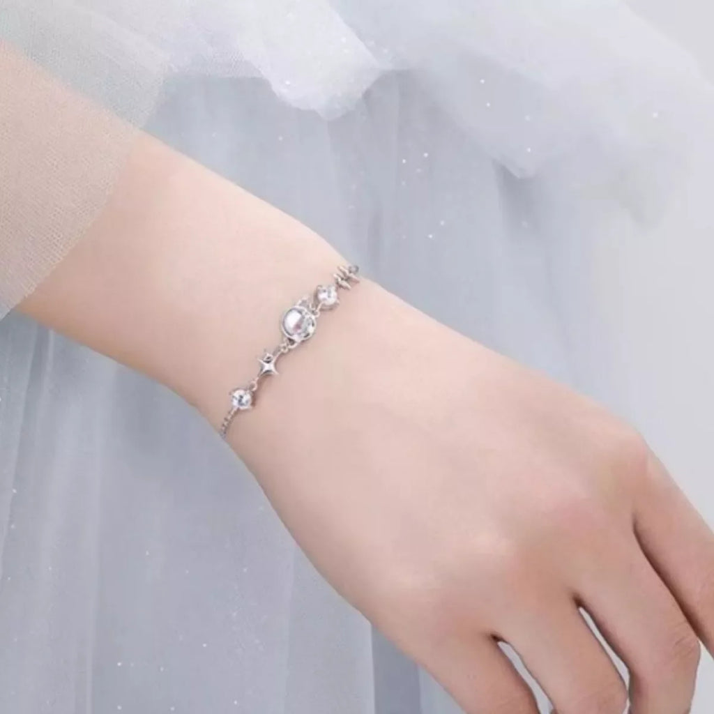 925 Sterling Silver Zircon Star Adjustable Bracelet