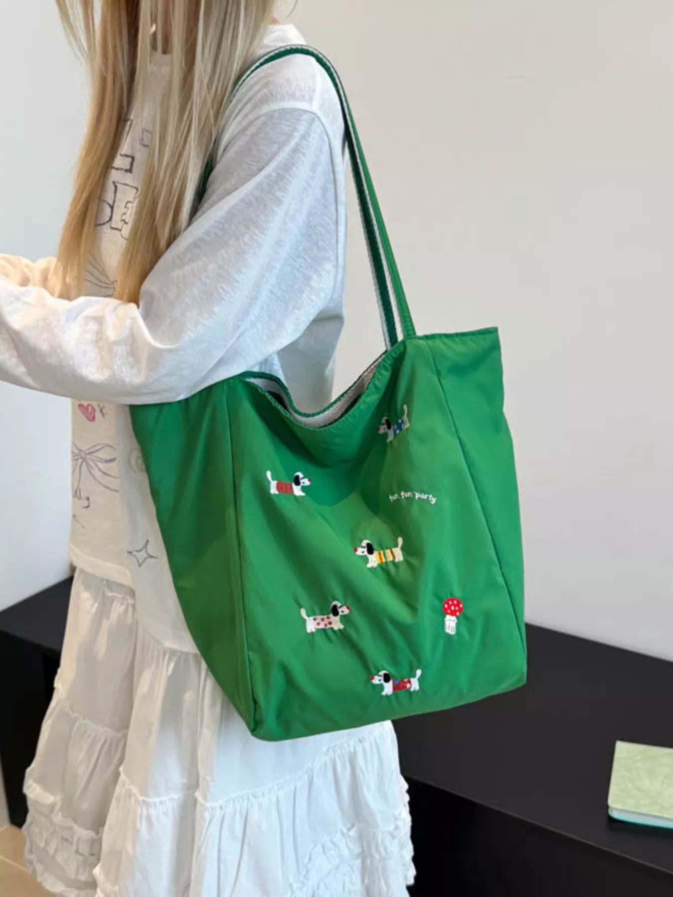Embroidered Dachshund Shoulder Bag