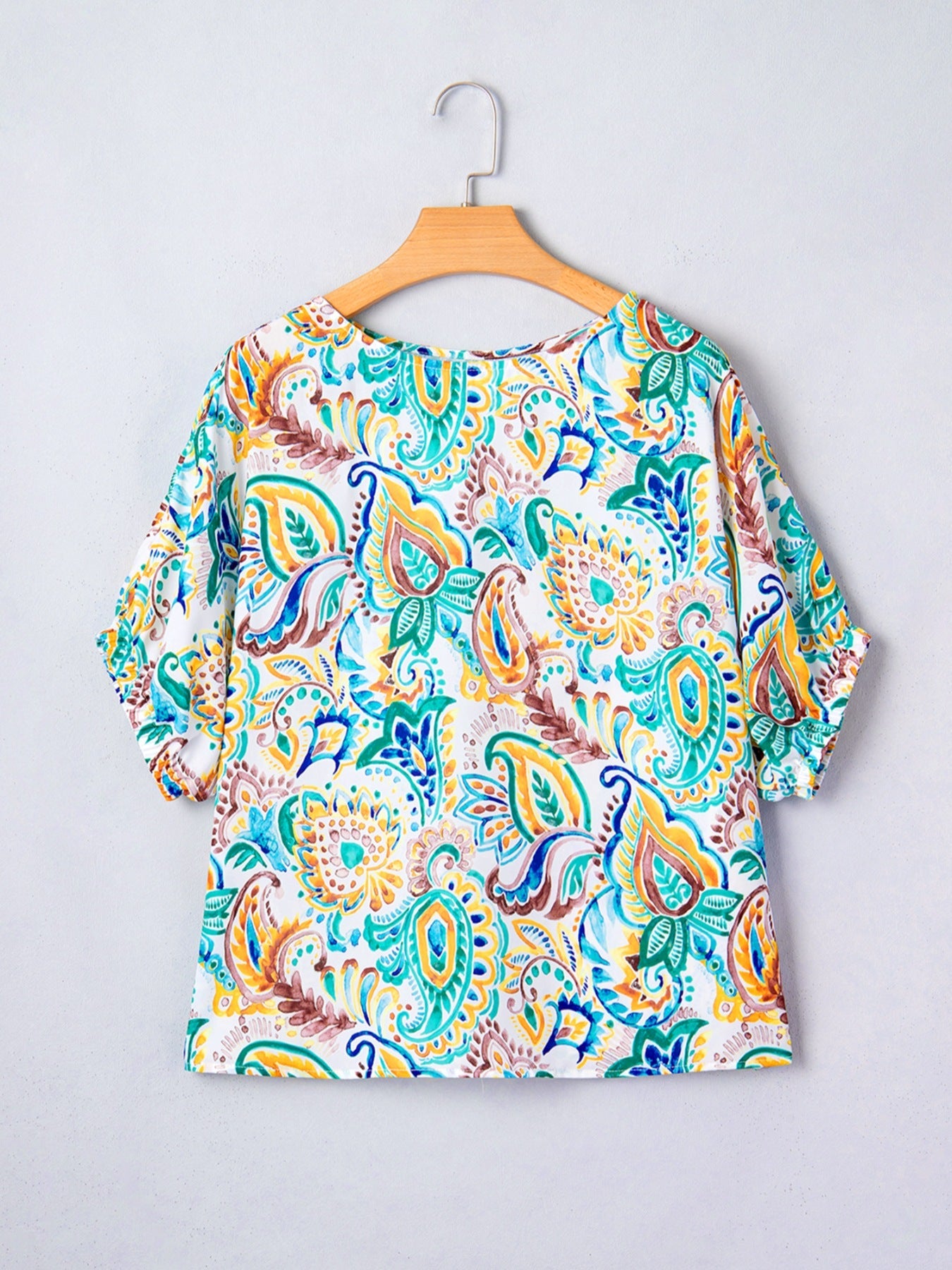 Paisley Floral Printed Puff Sleeve Blouse