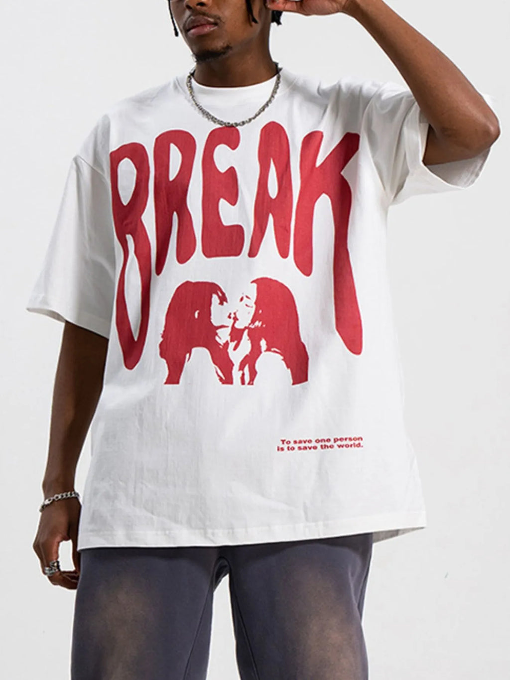 Men's Oversized Graphic Round Neck T-Shirt