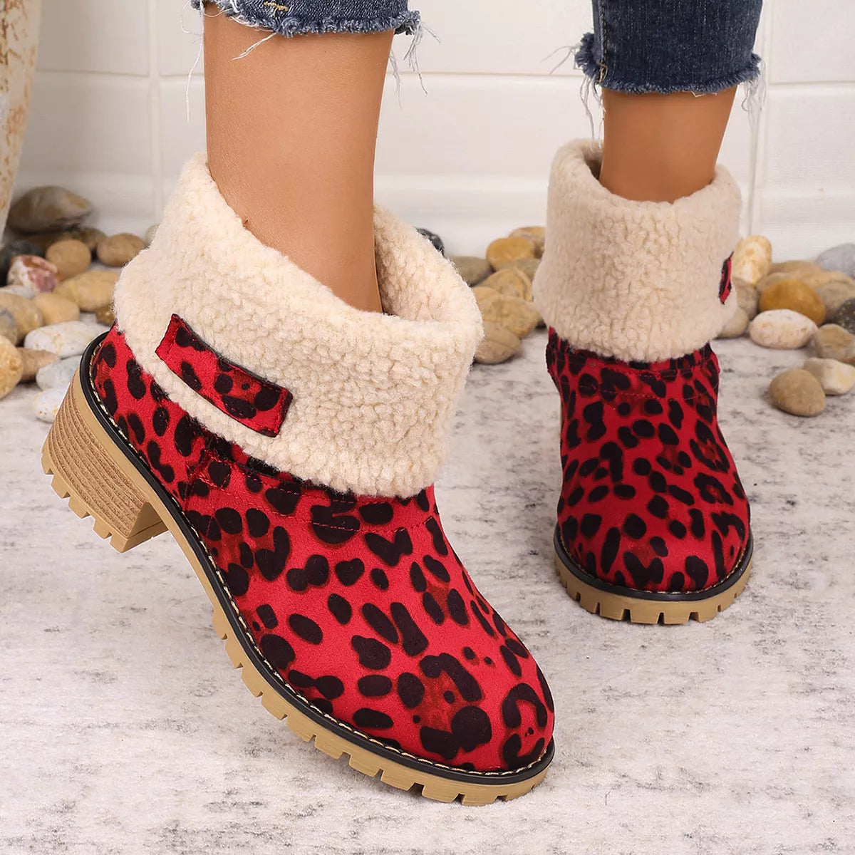 Leopard Print Plush Lined Boots
