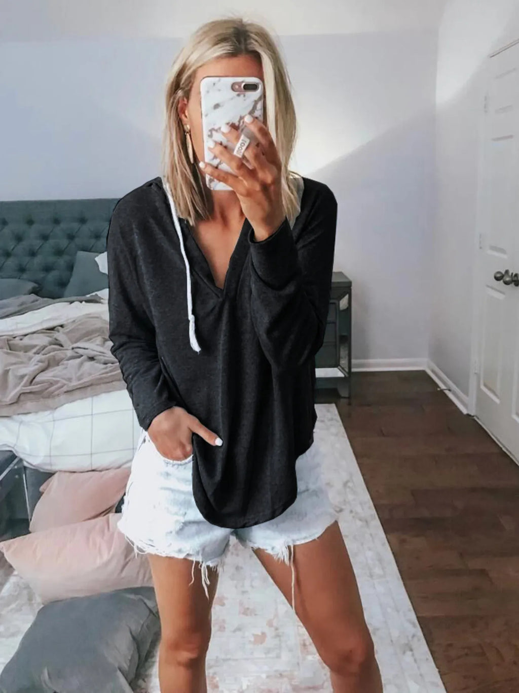 Full Size Drawstring Long Sleeve Hoodie Plus Size