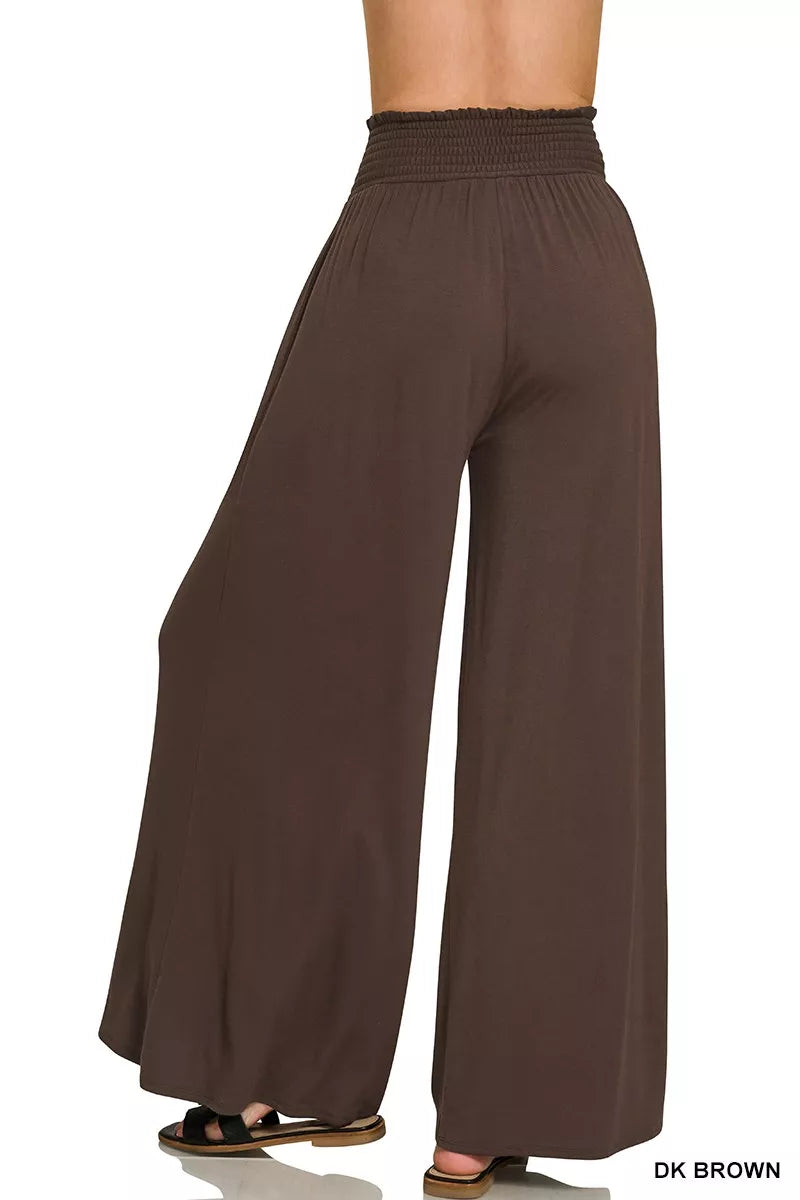 Zenana Smocked Waist Wide Leg Palazzo Pants