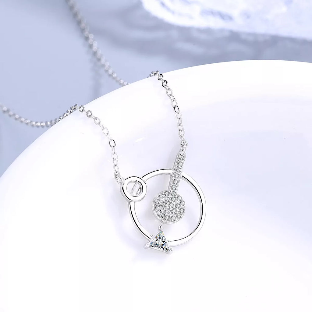 925 Sterling Silver Zircon Geometric Pendant Necklace