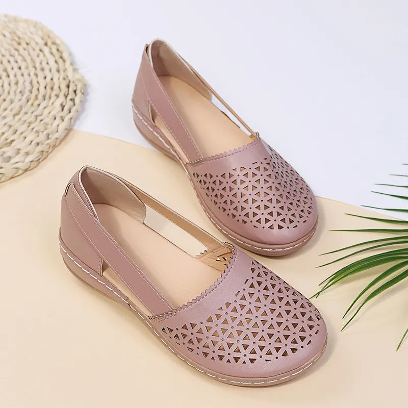 Cutout Round Toe Slip-Ons
