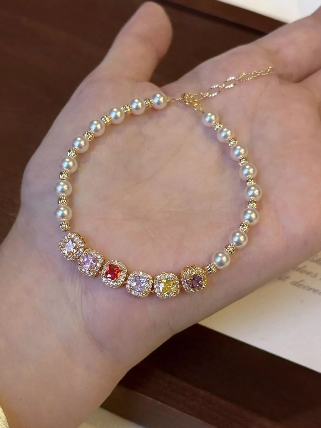 Pearl & Zircon Adjustable Bracelet