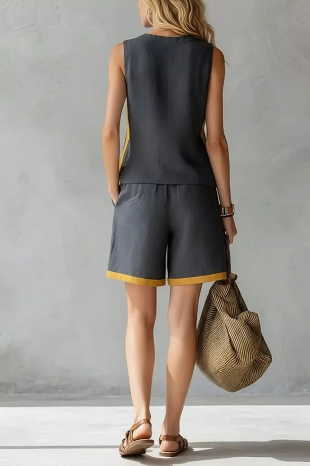 Contrast Trim Tank and Shorts Set