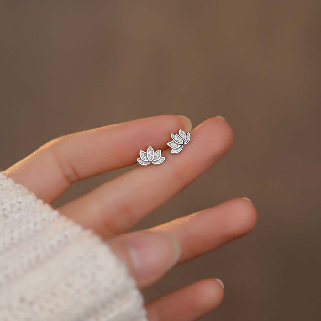 Lotus Flower Stud Earrings