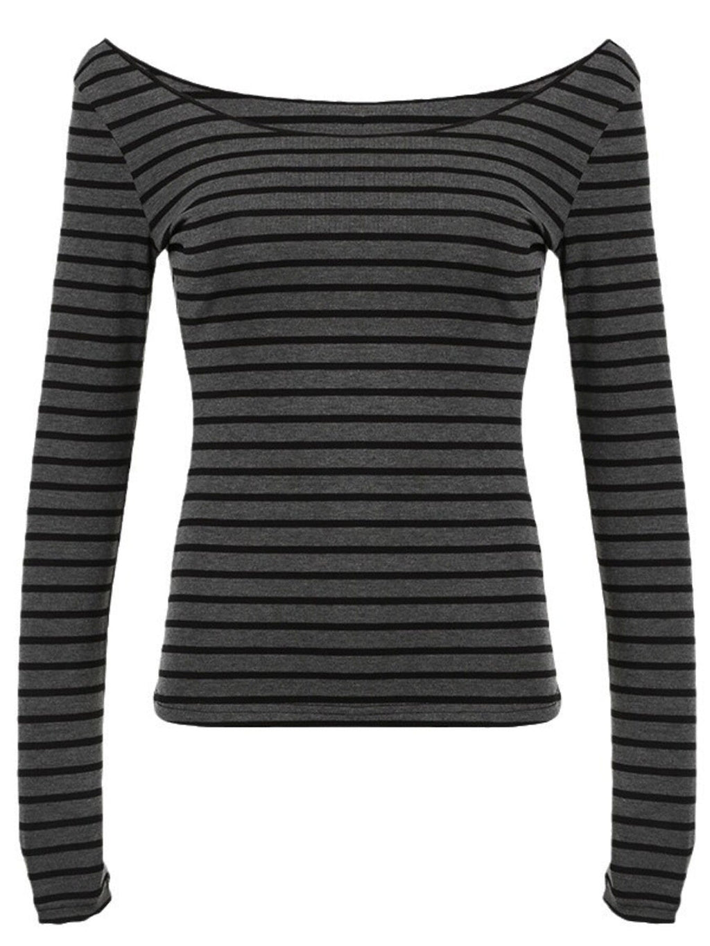 Striped Boat Neck Long Sleeve T-Shirt