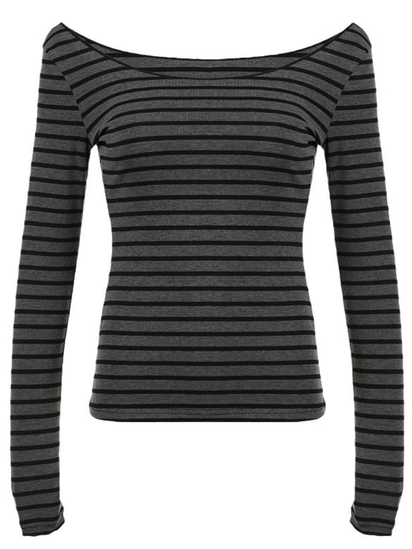 Striped Boat Neck Long Sleeve T-Shirt