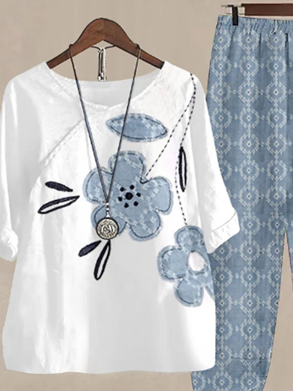 Printed Half Sleeve Top and Pants Set