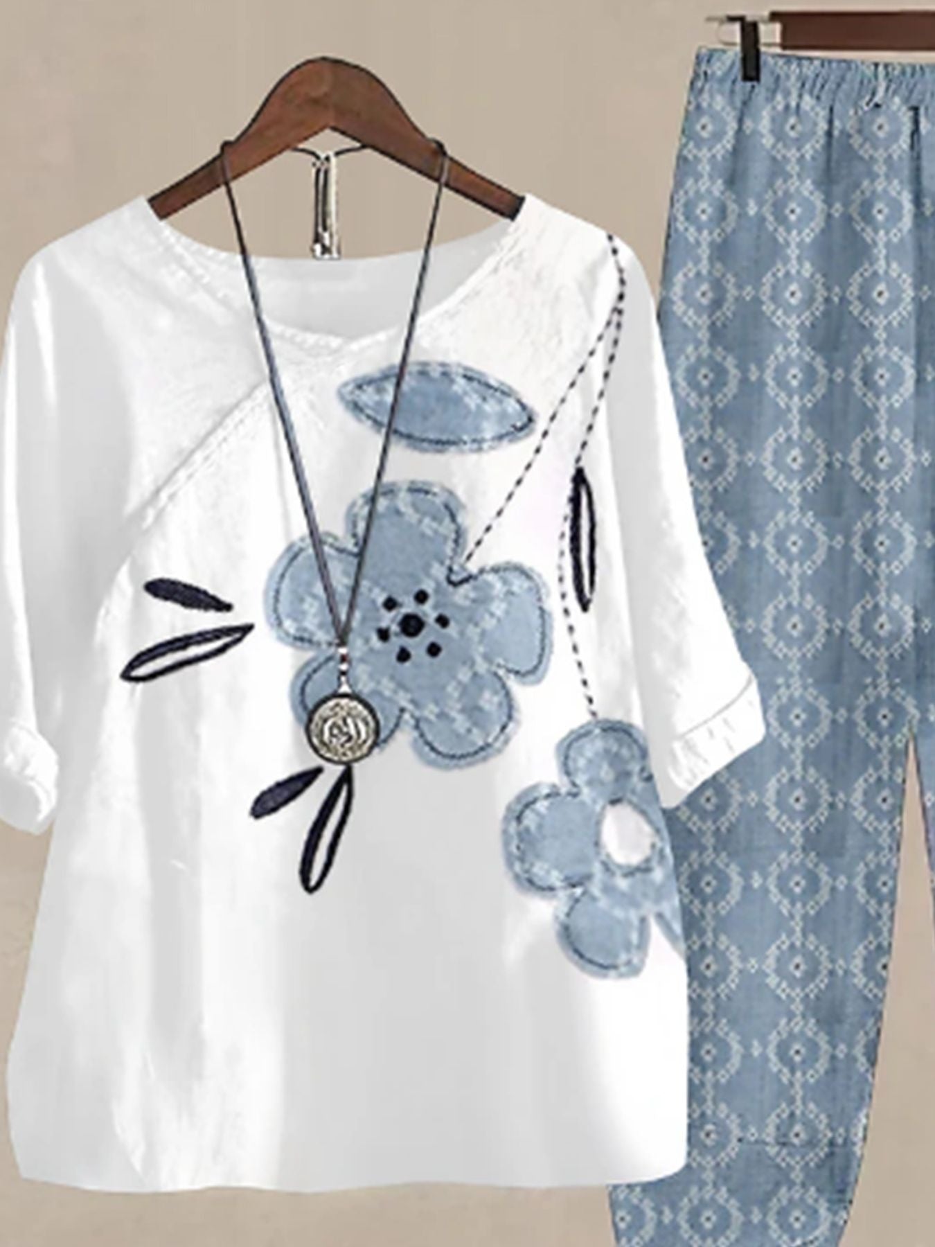 Printed Half Sleeve Top and Pants Set