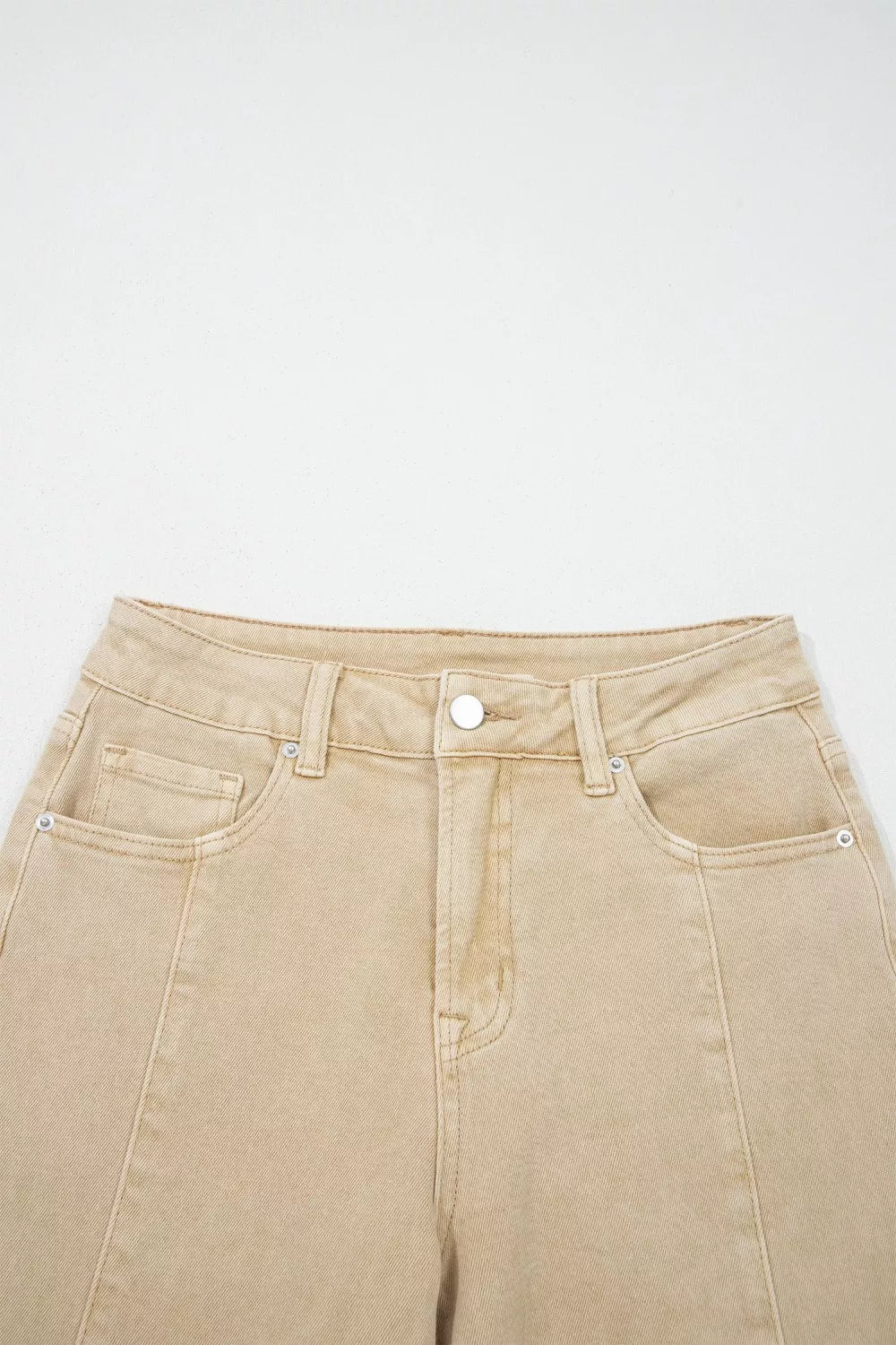 Solid Color Seamed Center Wide Leg Cropped Jeans