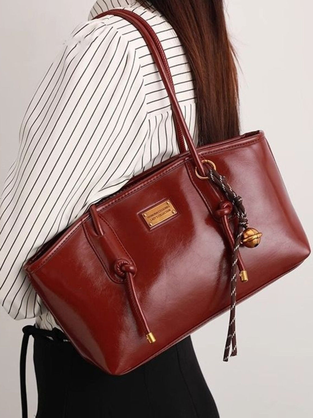 Leather Shoulder Bag with Knot Detail