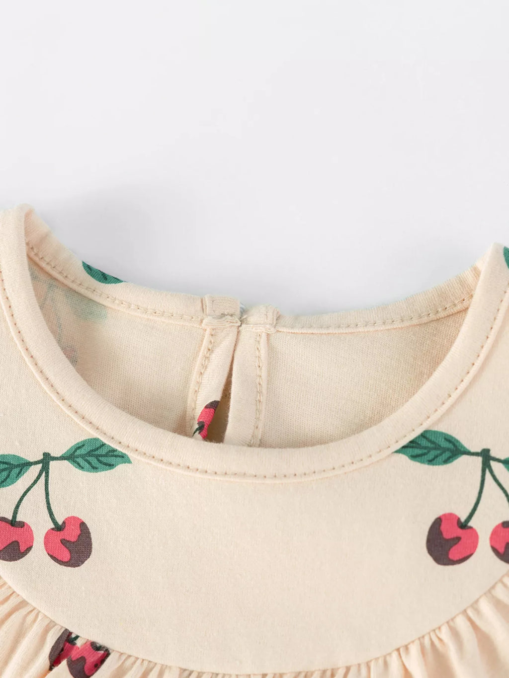 Children's Cherry Print Ruffle Neck Dress