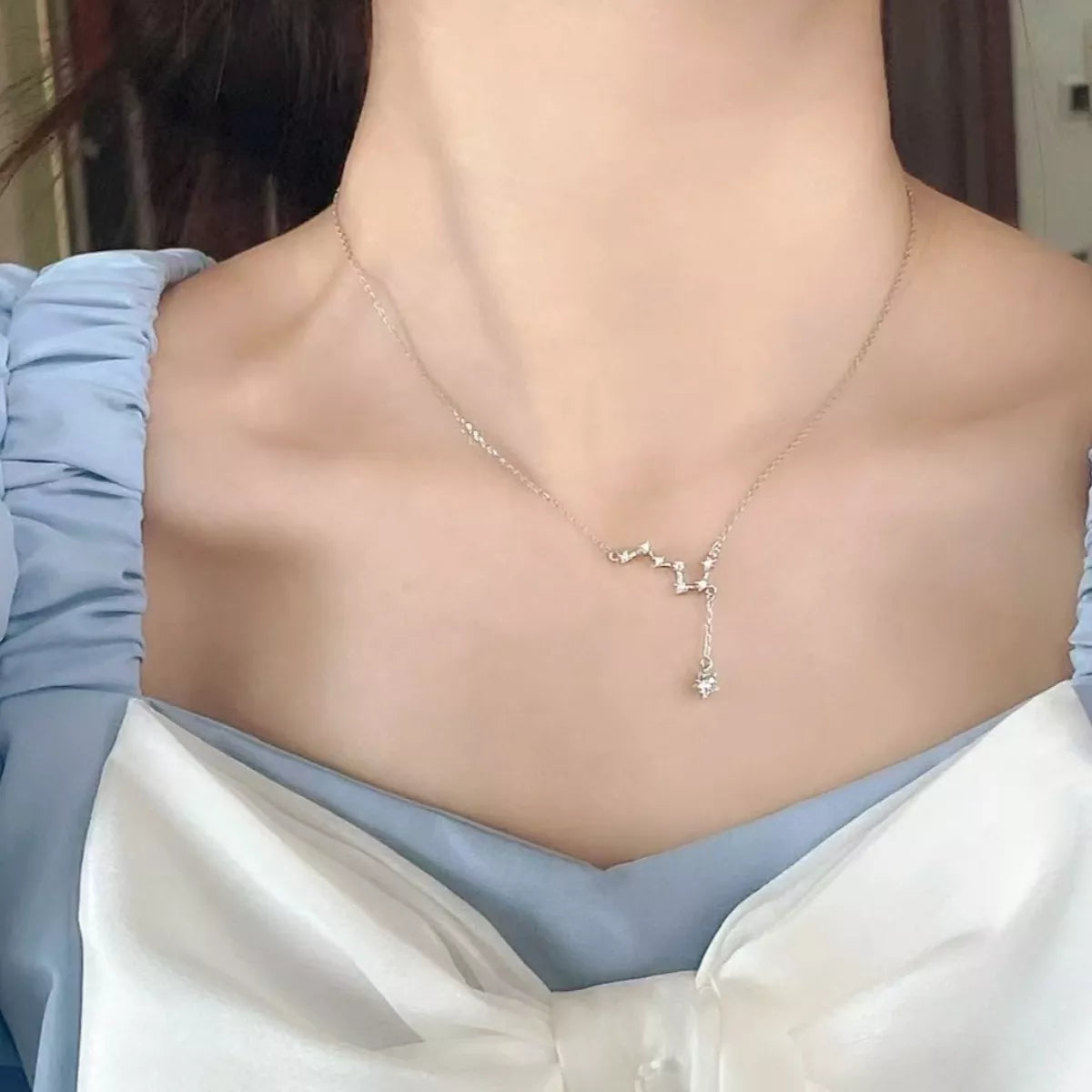 925 Sterling Silver Zircon Star Necklace