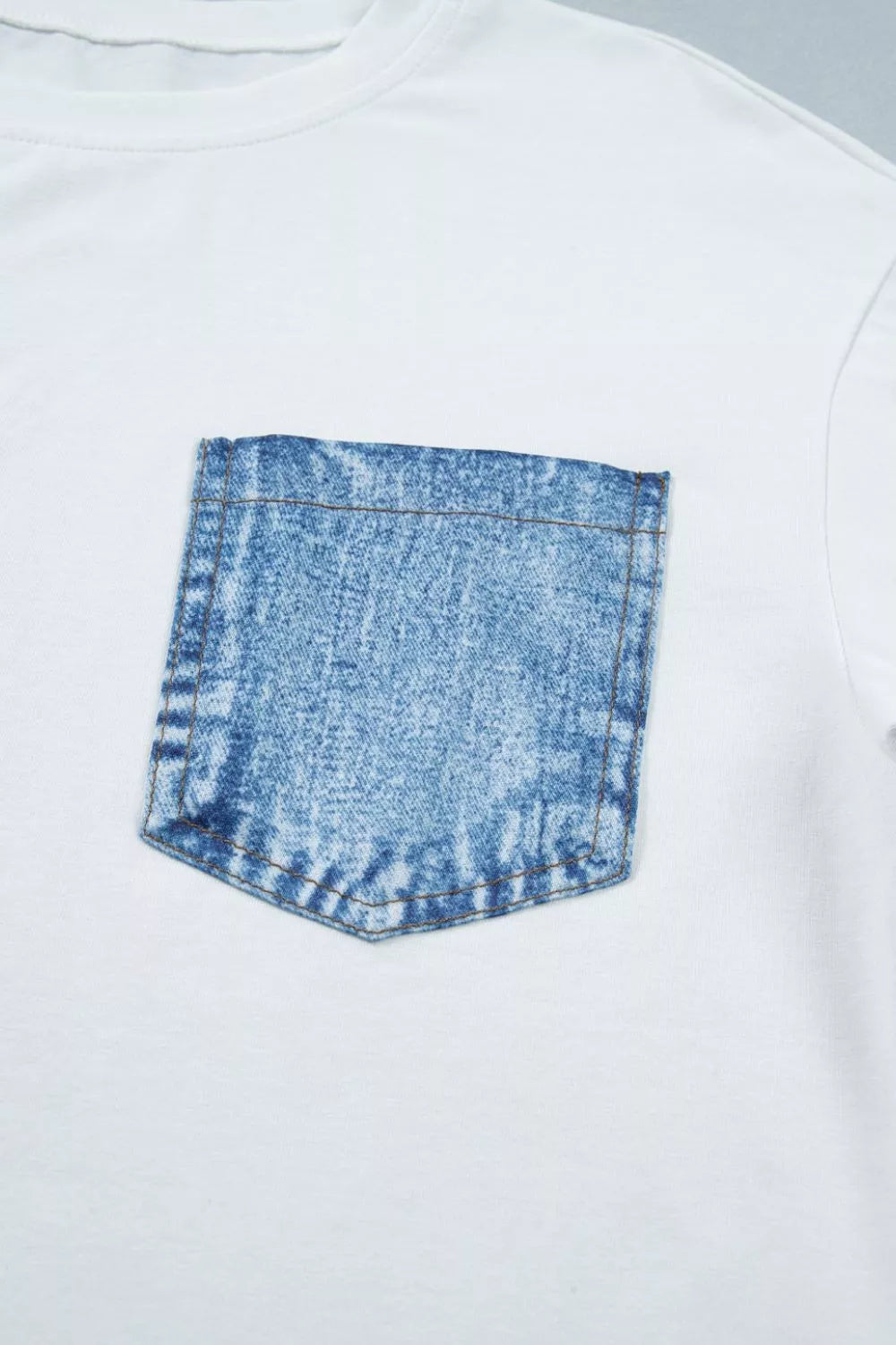 Color Block Chest Pocket Patched Casual Short Sleeve Top