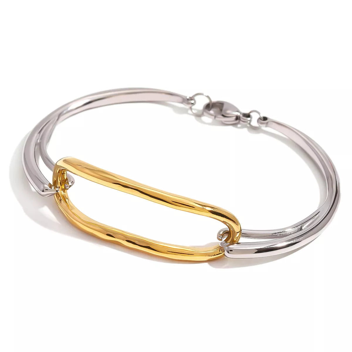 Two-Tone Geometric Link Bracelet