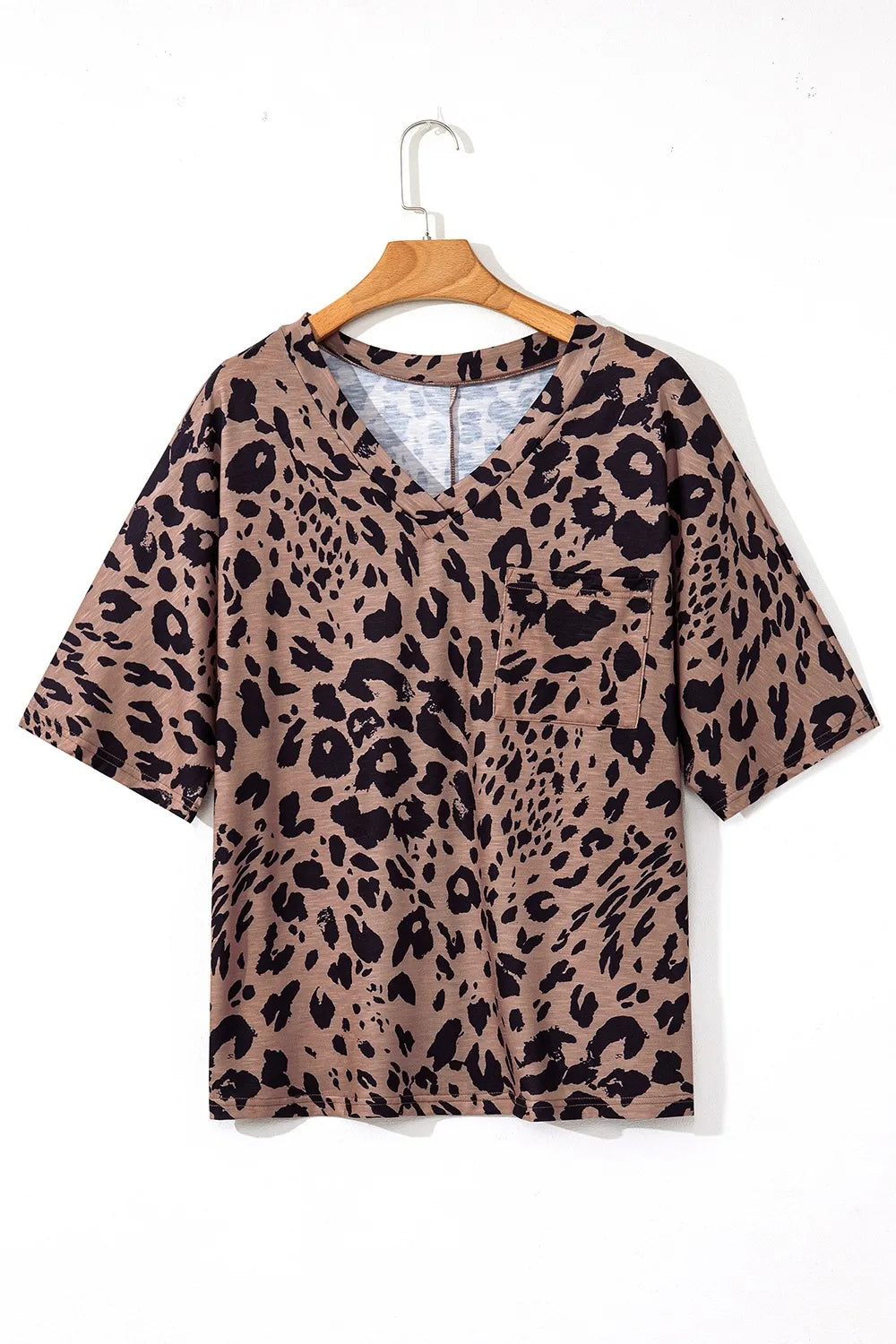 Leopard V-Neck Half Sleeve T-Shirt