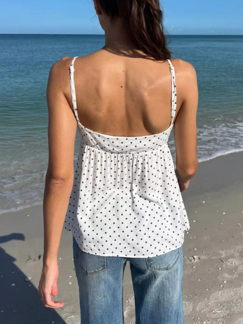 Polka Dot V-Neck Flowy Cami