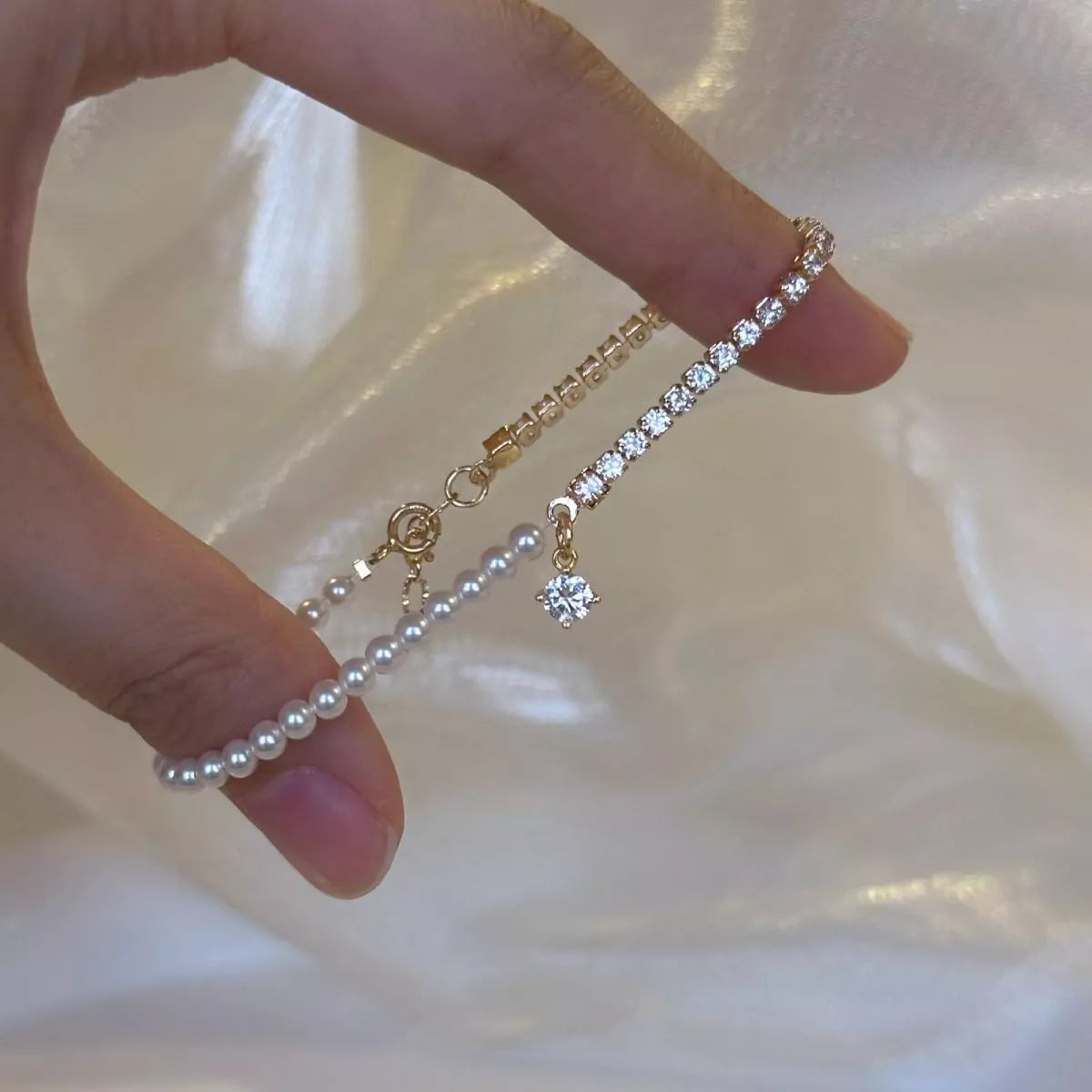 Pearl & Zircon Accent Bracelet