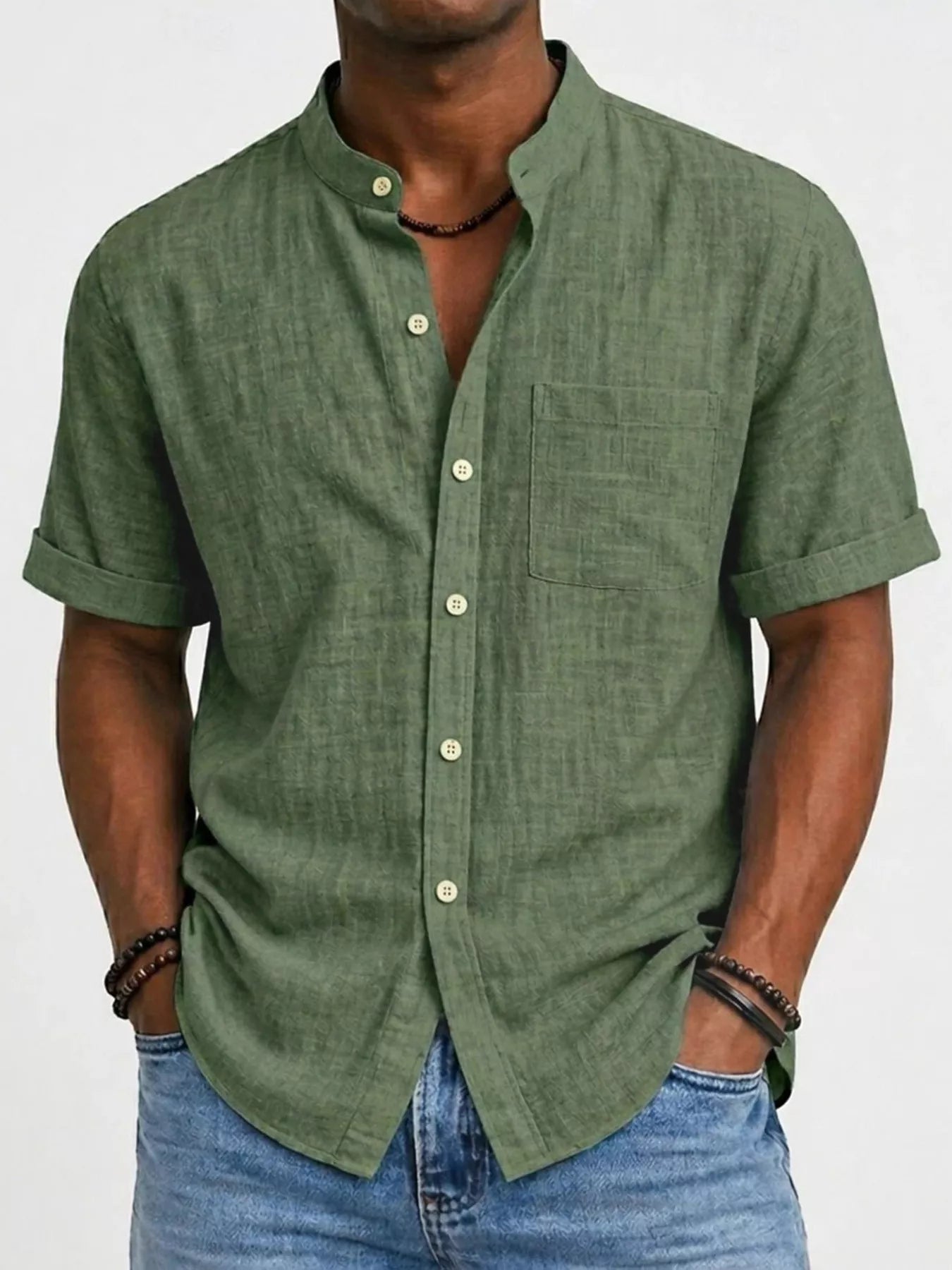 Men's Full Size Button Up Short Sleeve Shirt Plus Size