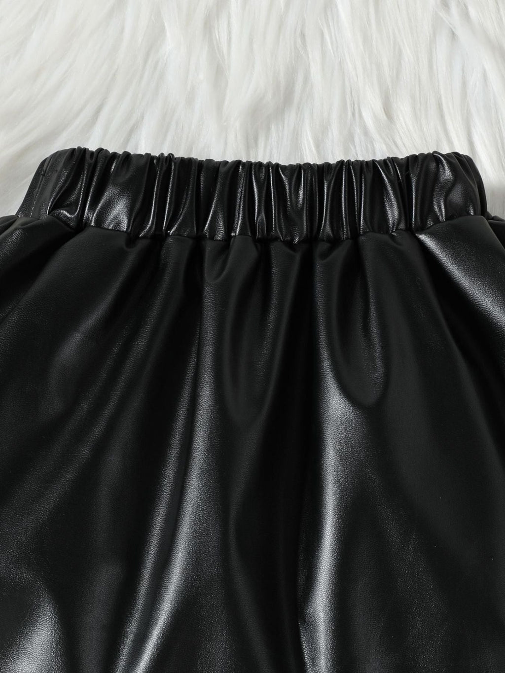 Children's Ruffled Faux Leather Top and Skirt Set