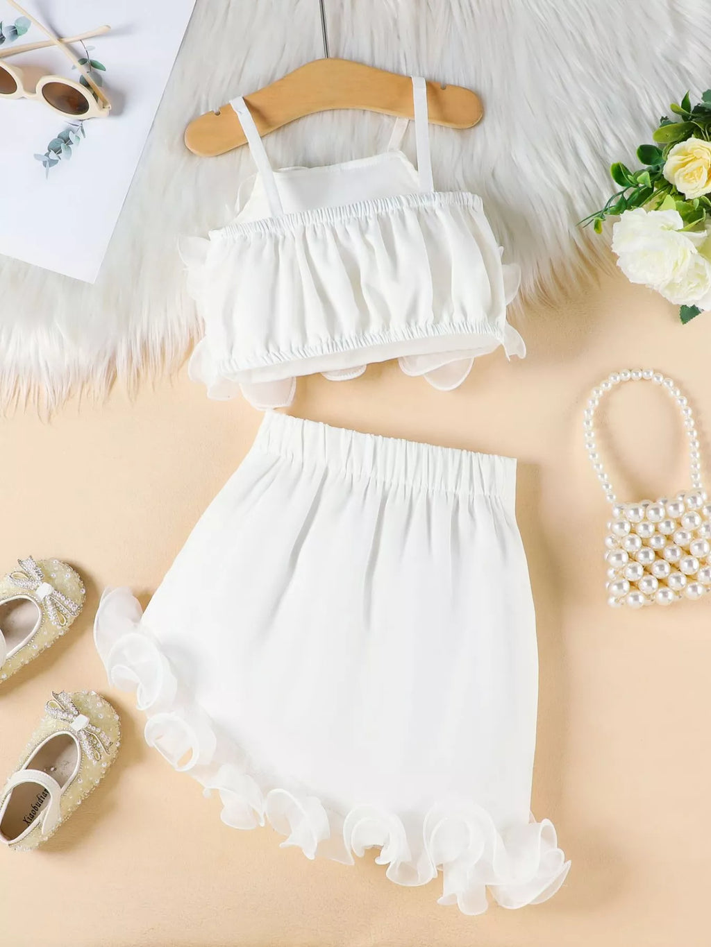 Children's Ruffled Trim Cami Top & Skirt Set