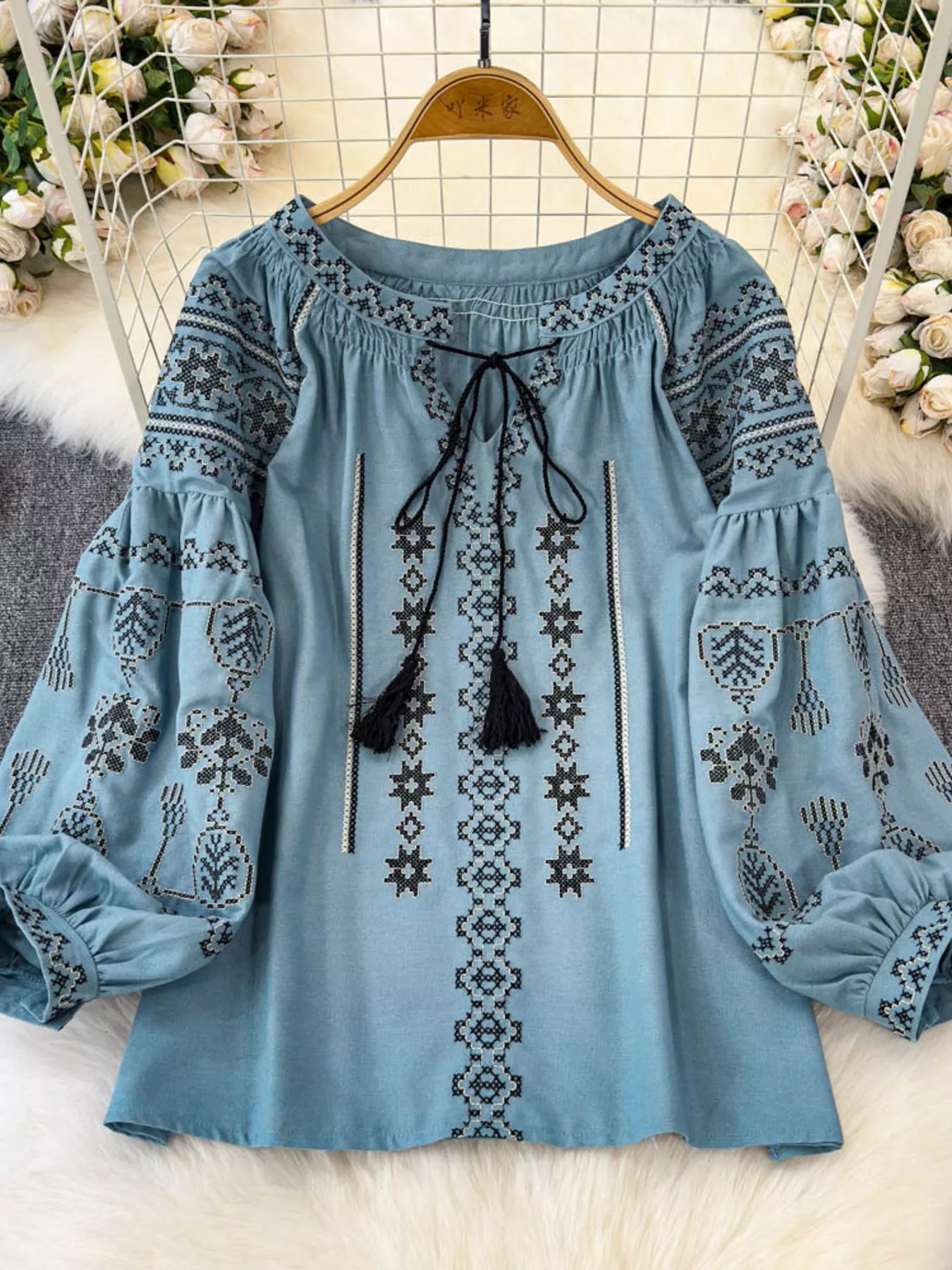 Tie Neck Long Sleeve Blouse
