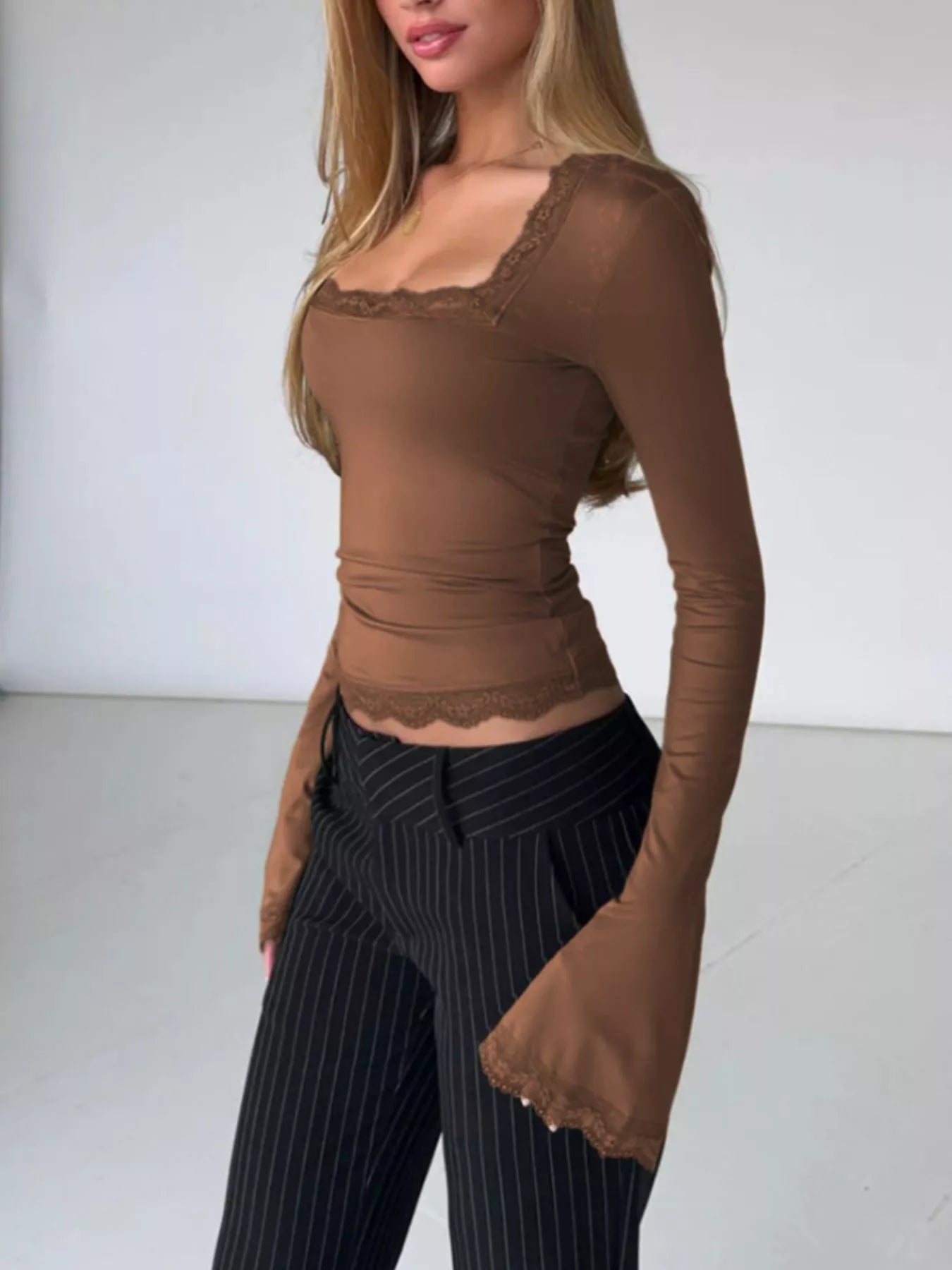 Lace Trim Long Sleeve T-Shirt