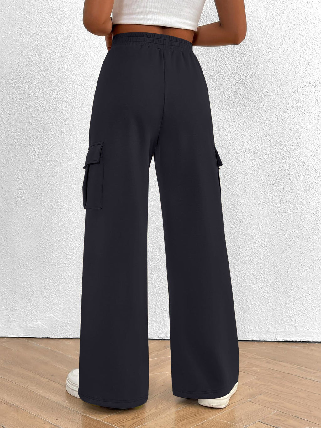 Casual High Waist Cargo Pants with Drawstring