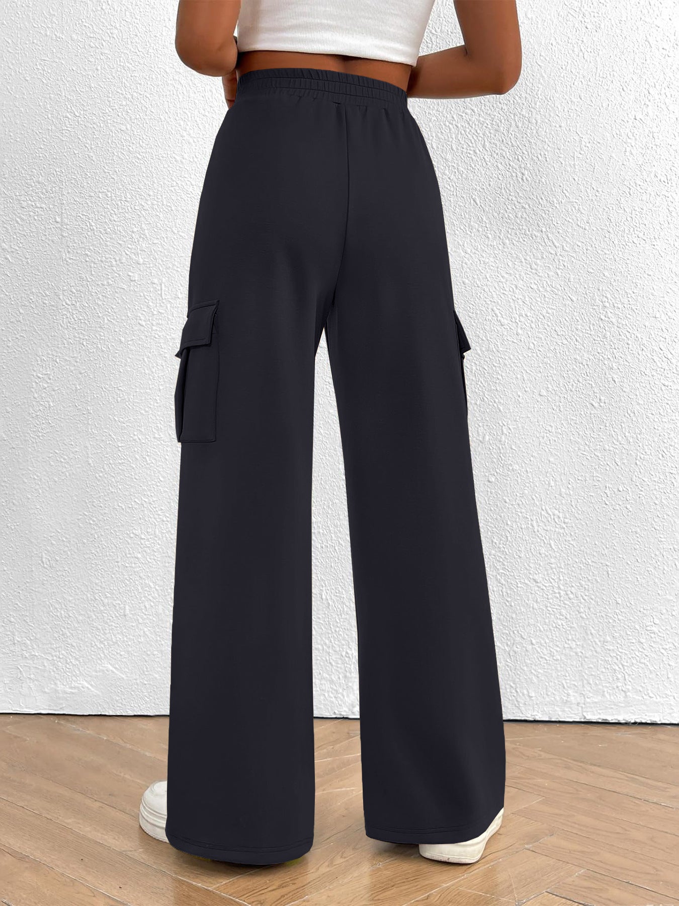 Casual High Waist Cargo Pants with Drawstring